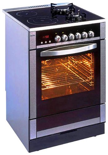 Например, комбинированная духовка Hansa FCMI68038020 имеет 8 режимов, 2 газовые и 2 электрические конфорки